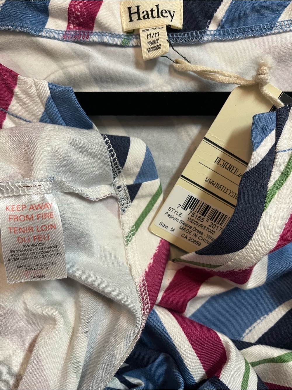 NWT Hatley Navy, Light Blue & Magenta Striped Midi Dress - Picture 4 of 4